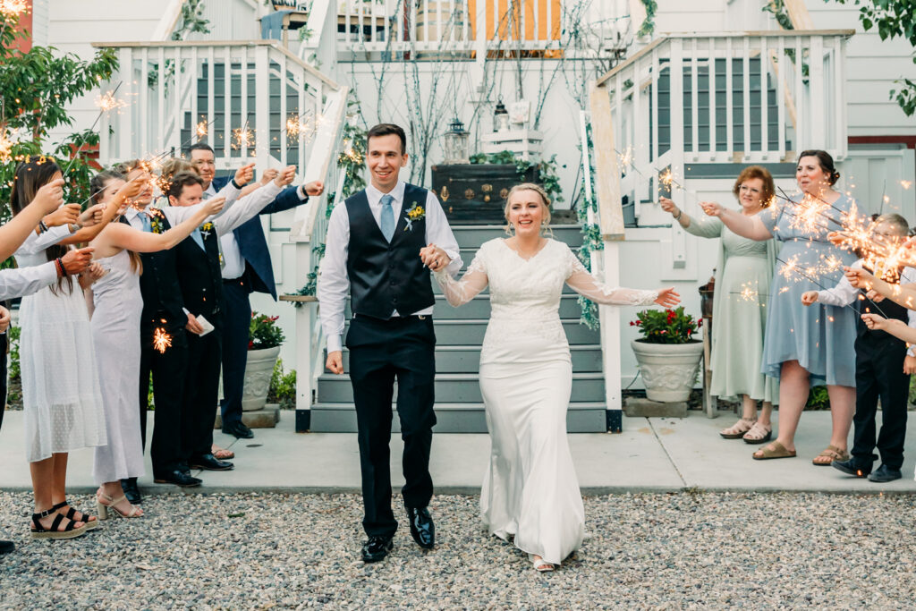 Summer Sunflower inspired Idaho Falls LDS Temple Wedding with reception at Barn on 1st
