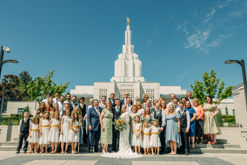 Summer Sunflower inspired Idaho Falls LDS Temple Wedding with reception at Barn on 1st
