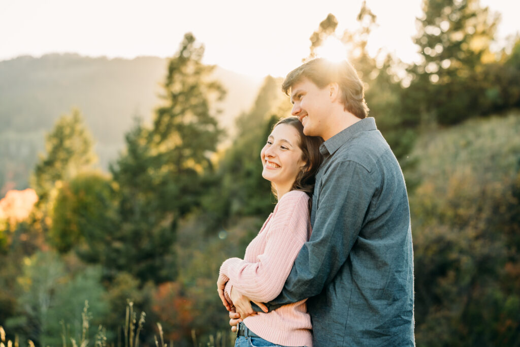 Romantic engagement photos Swan Valley Palisades Dam Idaho wedding inspiration