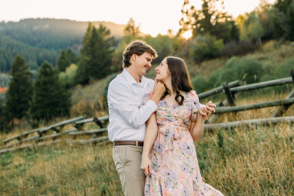 Romantic engagement photos Swan Valley Palisades Dam Idaho wedding inspiration