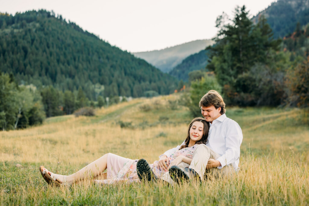Romantic engagement photos Swan Valley Palisades Dam Idaho wedding inspiration