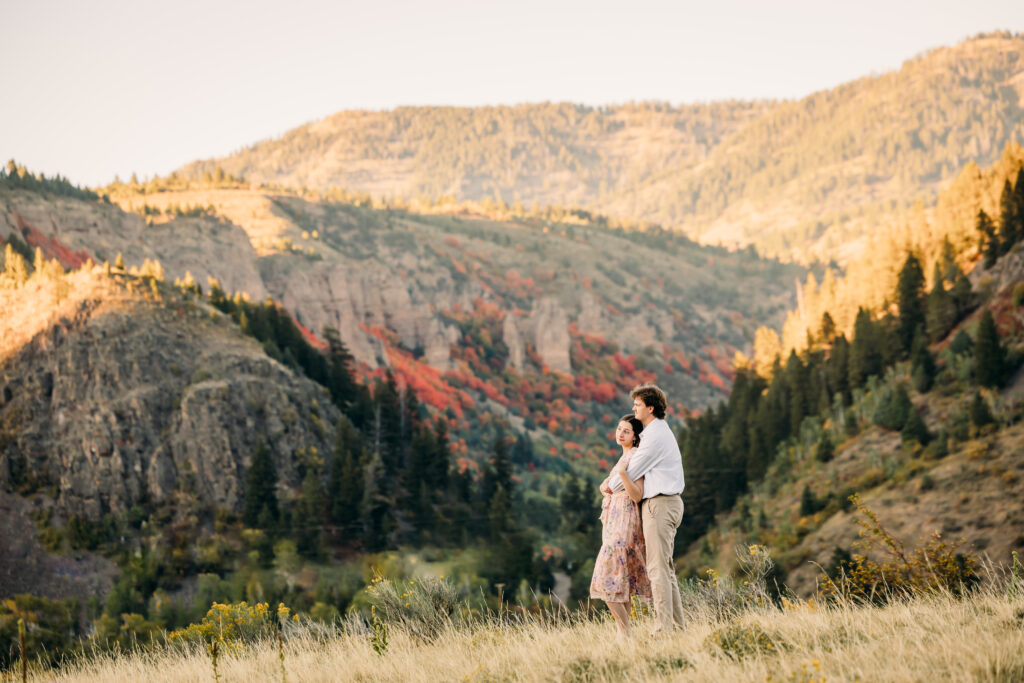 Romantic engagement photos Swan Valley Palisades Dam Idaho wedding inspiration