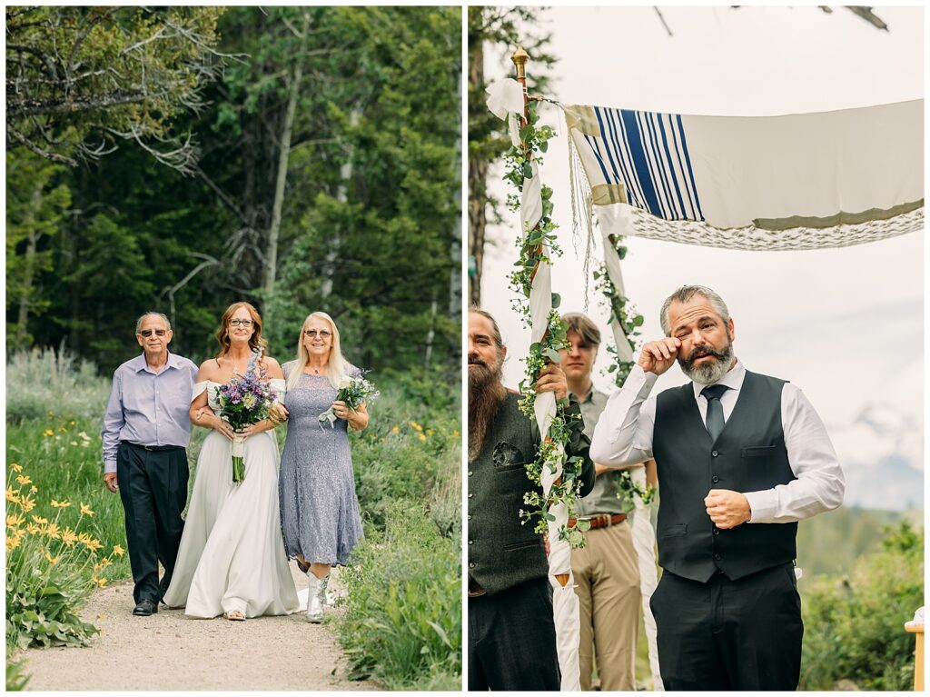 Romantic newlywed portraits with the Tetons at sunset in Grand Teton National Park