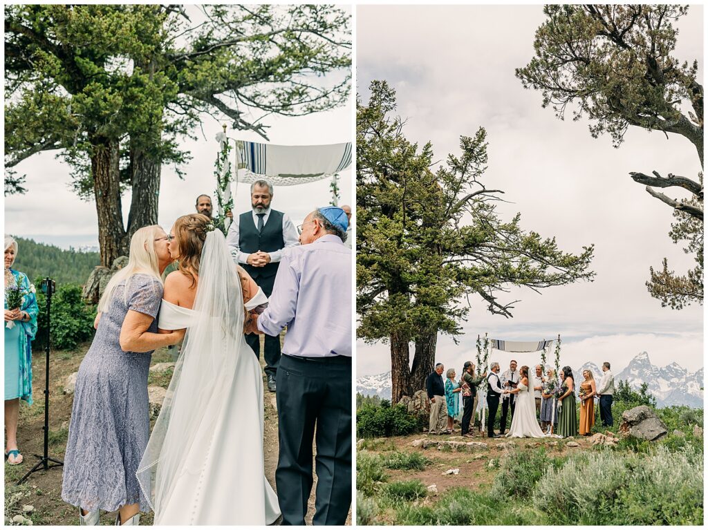 Romantic newlywed portraits with the Tetons at sunset in Grand Teton National Park