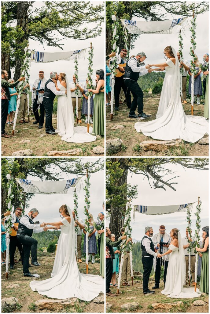 Romantic newlywed portraits with the Tetons at sunset in Grand Teton National Park