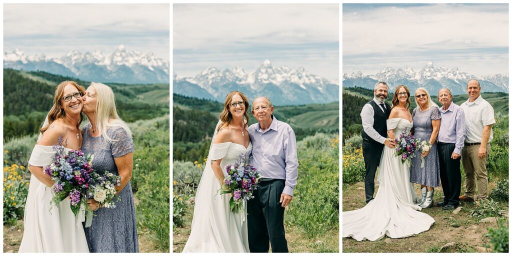 Romantic newlywed portraits with the Tetons at sunset in Grand Teton National Park