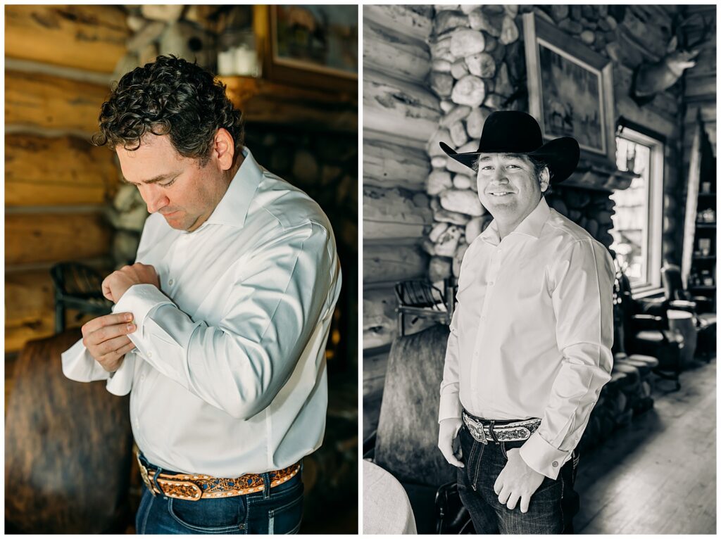 Groom getting ready for Jackson Hole wedding at Bentwood Inn