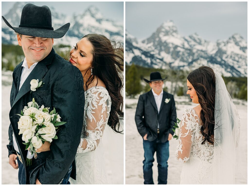 Bridal bouquet with mountain wedding theme Jackson Hole