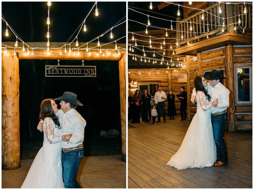 Couple first dance at bentwood inn jackson hole wy