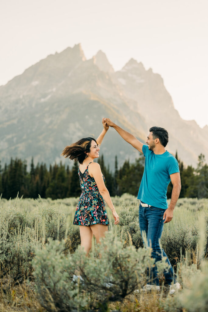 Cascade Canyon Turnout photo session in Grand Teton location guide for couples to visit and take photos