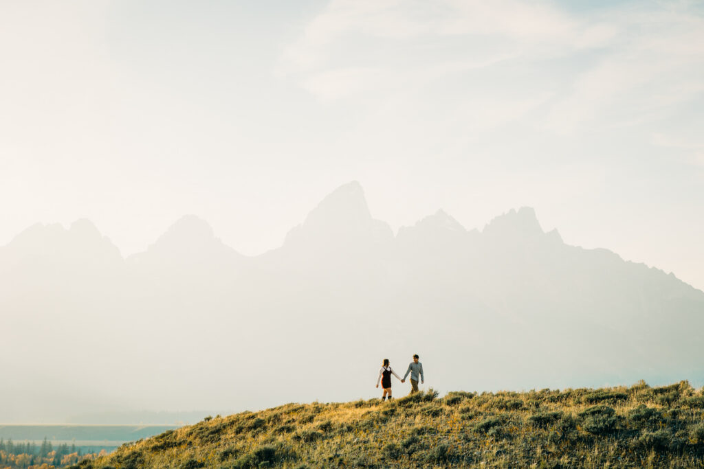 Location inspiration for photographers at Grand Teton Schwabacher's Landing photo in fall with couple