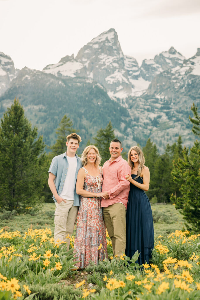 Top_5_Best_Locations_Grand_Teton_Location_Guide Teton Glacier Overlook family with sunflowers in park