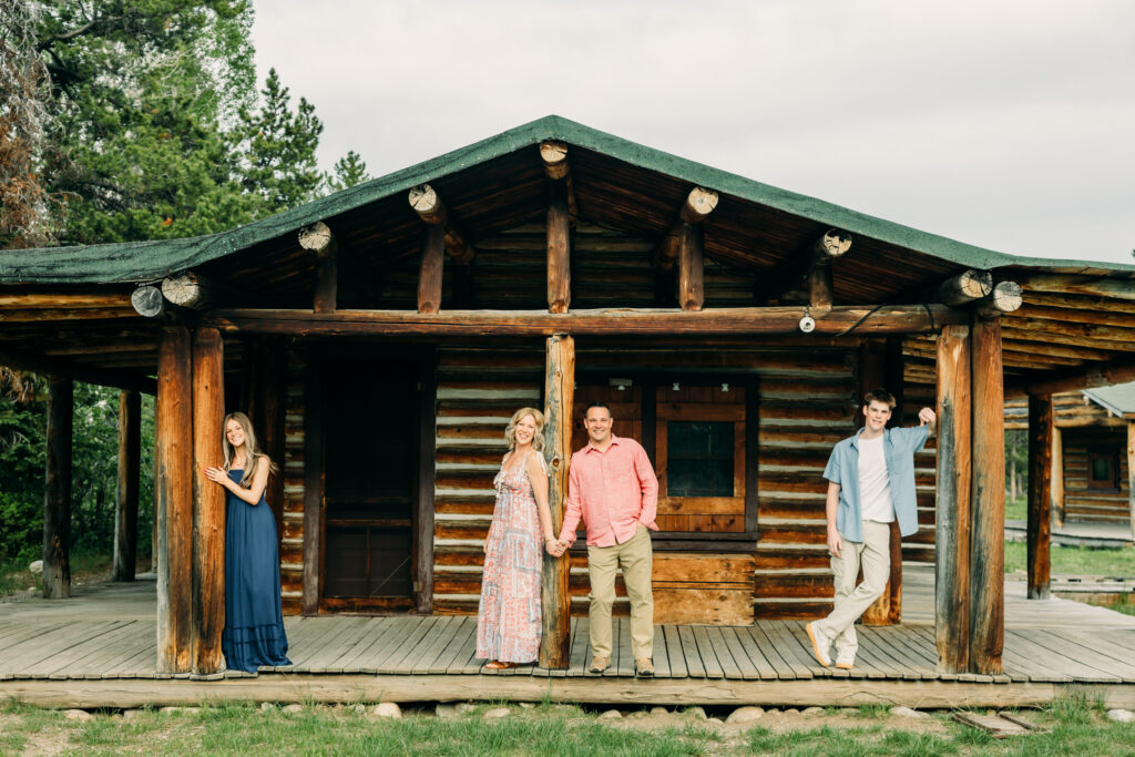 Sunset family photos with the Teton mountains in Grand Teton National Park in June with the sunflowers