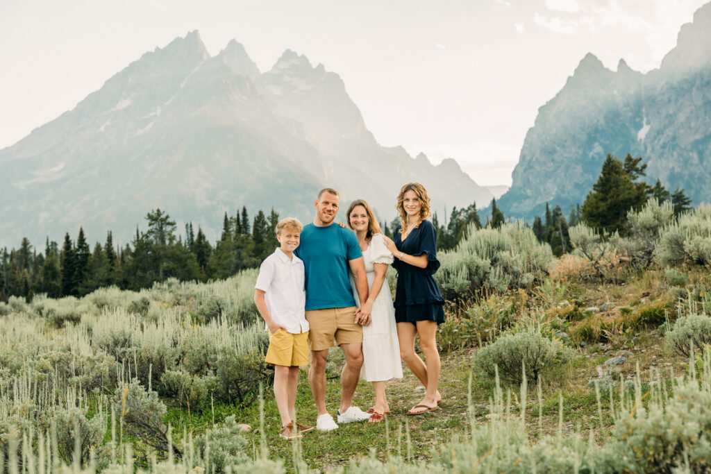Family laughing together during a Jackson Hole family photography session