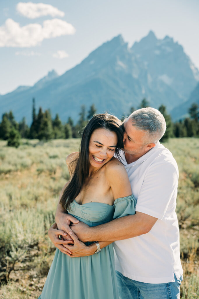 Afternoon photo session in Grand Teton park with Jackson Hole Photographer Kendra Sue Photography romantic photo of mom and dad