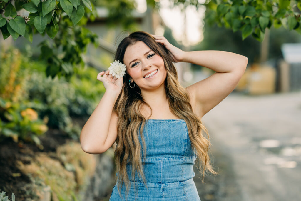 Western senior portrait with mountains and natural light in Jackson Hole with western jewelry