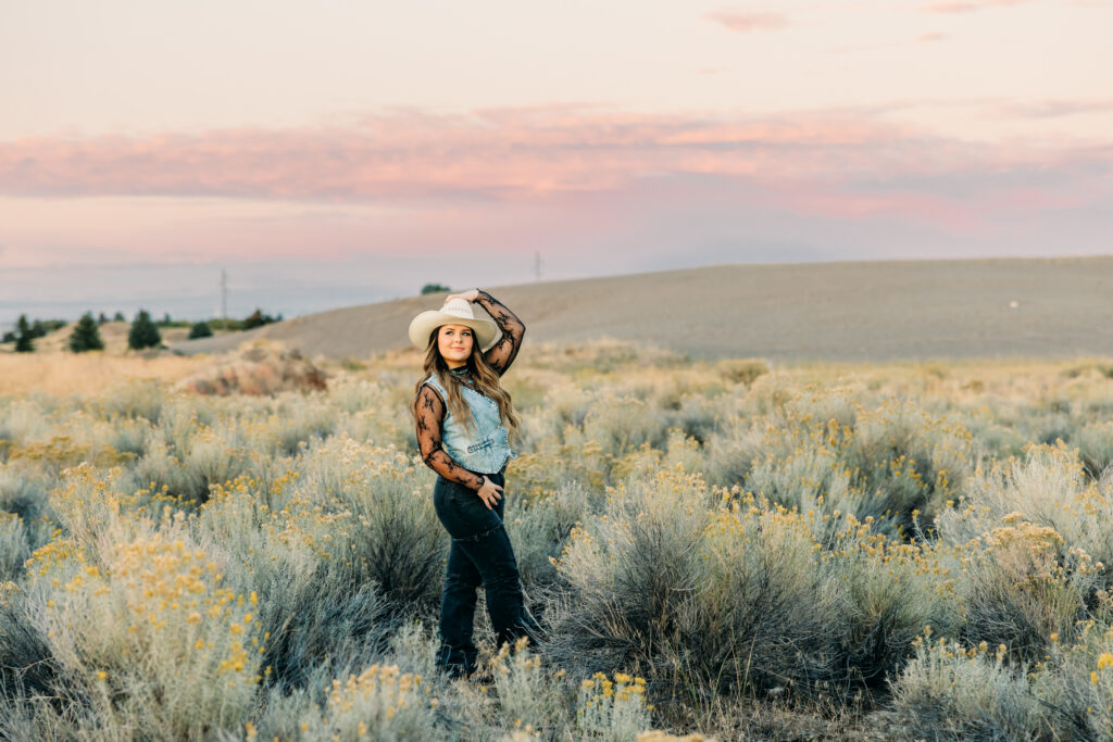 Senior photos with western vibe in Grand Teton National Park
