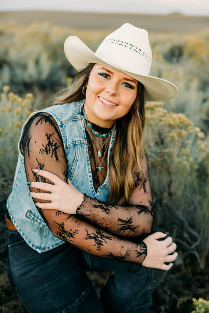 Senior photos with western vibe in Grand Teton National Park