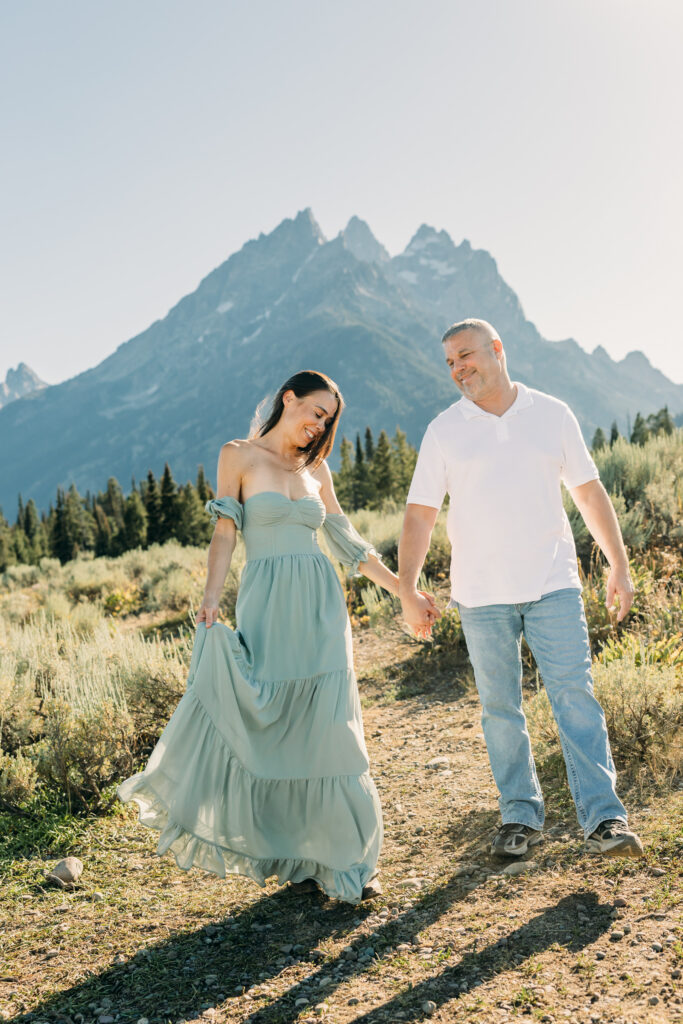 Afternoon photo session in Grand Teton park with Jackson Hole Photographer Kendra Sue Photography romantic photo of mom and dad