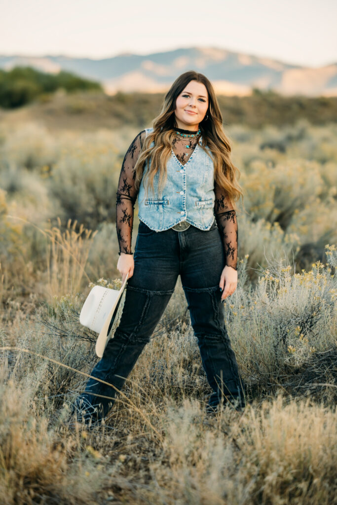 Senior photos with western vibe in Grand Teton National Park