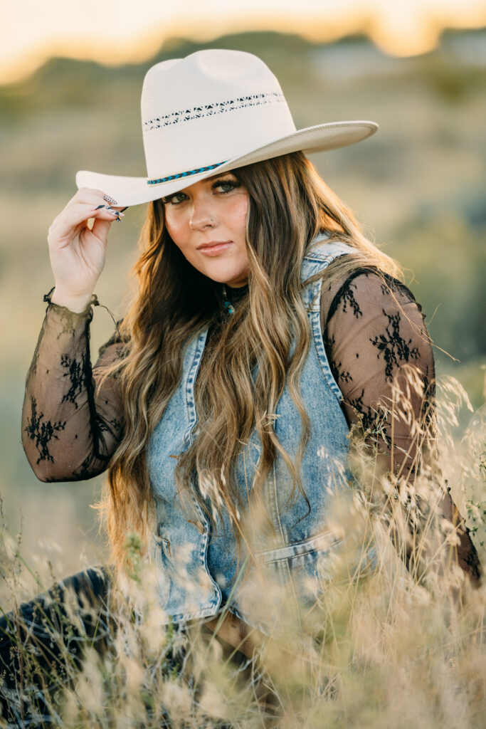Western-inspired senior photos in Jackson Hole with mountain backdrop