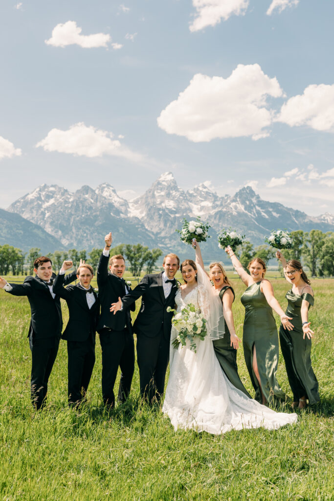 Bridal Party at Mormon Row photography locations inspiration for Grand Teton