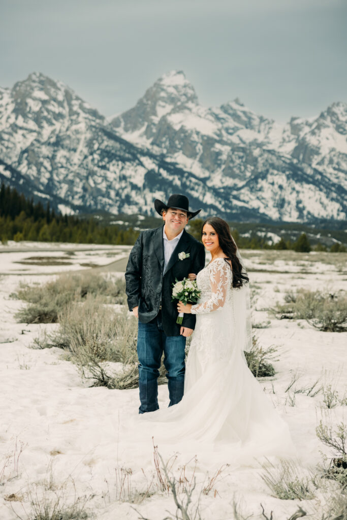 Bride and groom portraits in Grand Teton National Park Jackson Hole wedding