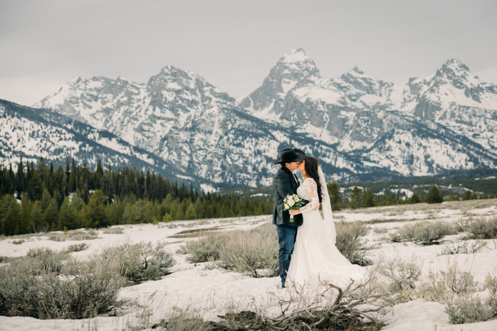 Bride and groom portraits in Grand Teton National Park Jackson Hole wedding