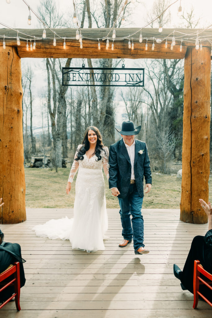 Outdoor wedding ceremony at Bentwood Inn Jackson Hole Wyoming