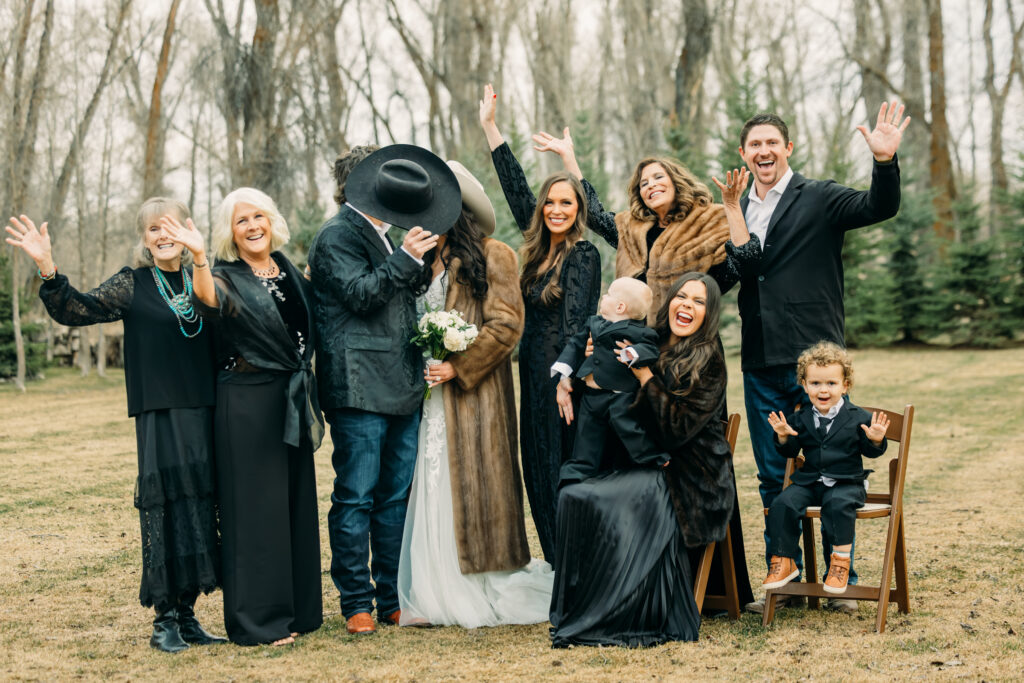 Bride and groom candid moment at Jackson Hole wedding reception
