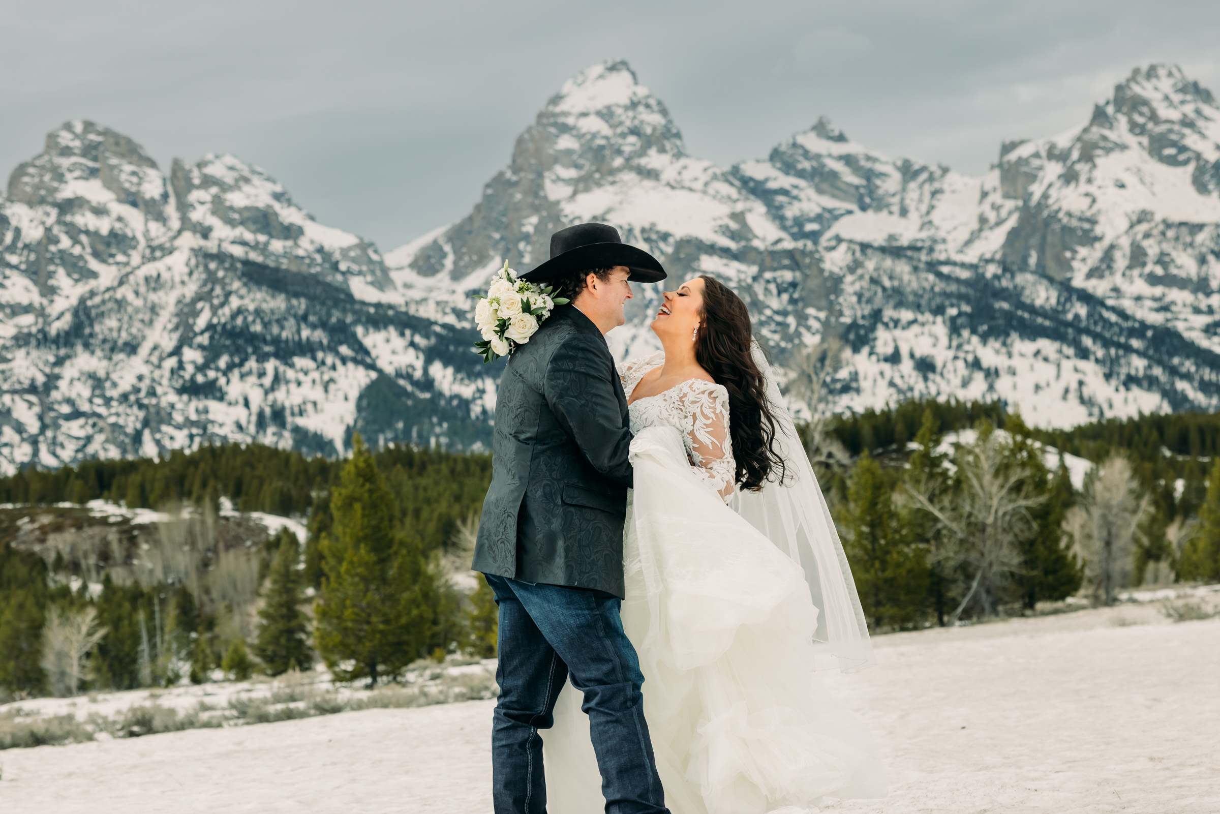 Wedding reception at Bentwood Inn Jackson Hole with mountain views